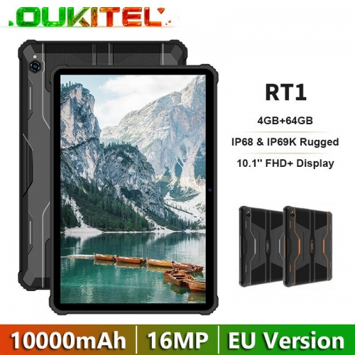 Oukitel RT1 Helio P22 Octa Core 4G Android 11 10,1 pouces écran FHD 4 Go + 64 Go 16 MP caméra arrière 10000 mAh robuste IP68 tablette étanche