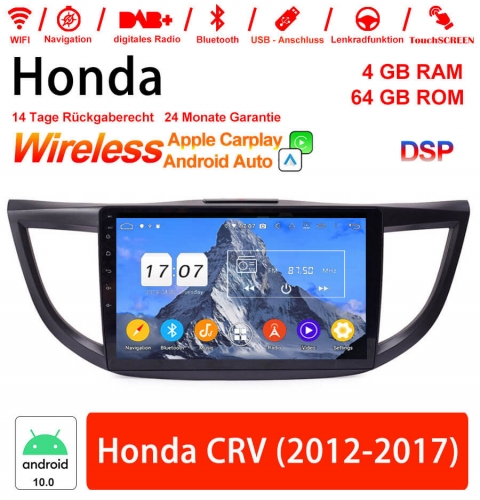 10 pouces Android 13.0 Autoradio/multimédia 4Go de RAM 64Go de ROM pour Honda CRV 2012-2017 CarPlay / Android Auto intégré