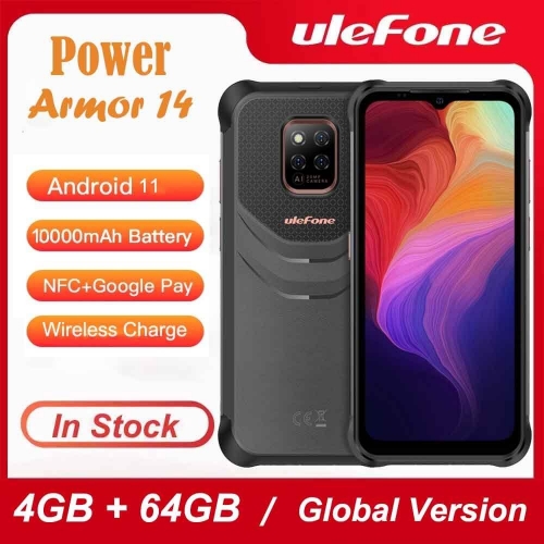 Ulefone Power Armor 14 Rugged Phone 6.52''4GB 64GB 10000mAh Android 11 Face Unlock Wireless Charging Global Version Smartphone