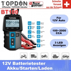 TOPDON BT100 Car Battery Tester 12V 100-2000 CCA Digital Auto Battery Analyzer for Car Truck Motorcycle Cranking Charging Test
