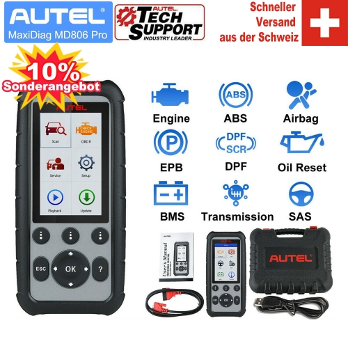 Autel MaxiDiag MD806 Pro OBD2 Scanner Outil de diagnostic automobile automatique Lecteur de code automatique OBDII OBD Scanner Huile EPB SAS ...