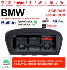 8.8 inch Snapdragon 665 8 Core Android 12.0 4G LTE Car Radio / Multimedia 8GB RAM 256GB ROM  For BMW 5 Series E60 E61 E63 3 Serie E90 E91 E92 CCC