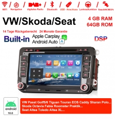 7 "Android 10.0 autoradio / multimédia 4GB RAM 64GB ROM pour VW GOLF JETTA POLO Touran COS, Skoda Fabia Octavia intégré Carplay / Android Auto