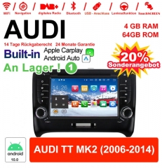 7 Zoll  Android 10.0 Autoradio / Multimedia 4GB RAM 64GB ROM  Für AUDI TT MK2 Mit WiFi NAVI Bluetooth USB Built-in Carplay / Android Auto