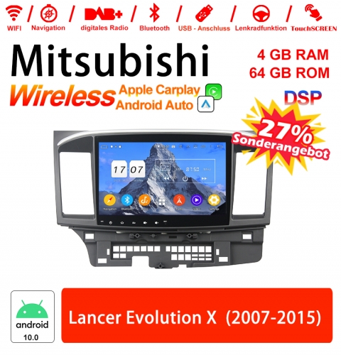 10 pouces Android 12.0 autoradio /multimédia 4Go de RAM 64Go de ROM pour Mitsubishi Lancer 2007-2015 avec DSP intégré Carplay/ Android Auto