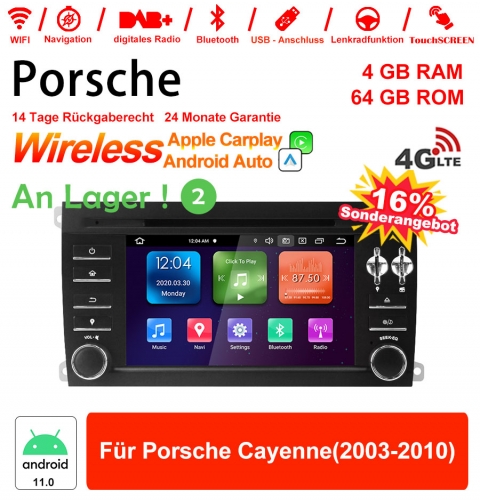 7 Inch Android 11.0 4G LTE Car Radio / Multimedia 4GB RAM 64GB ROM For Porsche Cayenne (2003-2010)