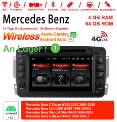 7 "Android 11.0  4G LTE Car Radio 4GB RAM 64GB ROM For Benz C Class W203 W209 G Class W463 A Class W168 Vito Built-in Carplay / Android Auto