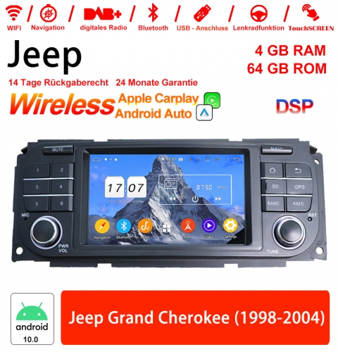 5 pouces Android 10.0 Autoradio/multimédia 4Go de RAM 64Go de ROM pour Jeep Grand Cherokee (1998-2004) CarPlay intégré/ Android Auto