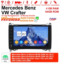 9" Android 12.0 autoradio 4GB RAM 64GB ROM pour Mercedes BENZ classe A W169, classe B W245, Sprinter Viano Vito et VW built in CarPlay/Android Auto