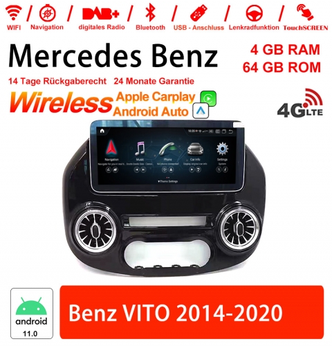 12.3 '' Qualcomm Snapdragon 450 8 Core Android 11 4G LTE Autoradio /Multimédia 4Go RAM 64Go ROM pour Benz VITO 2014-2020 CarPlay intégré/ Android Auto