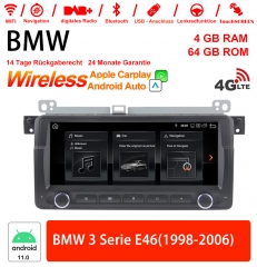 8.8 inch Android 11.0 4G LTE car radio / multimedia 4GB RAM 64GB ROM For BMW 3 Serie E46 1998-2006 with Navi, Wifi Built-in CarPlay / Android Auto