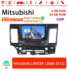 8 pouces Android 13.0 autoradio /multimédia 4 Go de RAM 64 Go de ROM pour Mitsubishi Lancer 2006-2012 avec DSP intégré Carplay Android