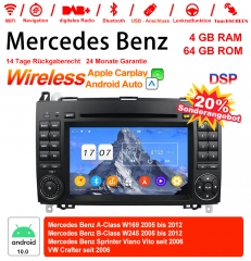 7 pouces androïde 12.0 d'autoradio multimédia / multimédia 4GB RAM 64GB pour Mercedes BENZ classe W169, classe W245, Sprinter Viano Vito et VW Crafter