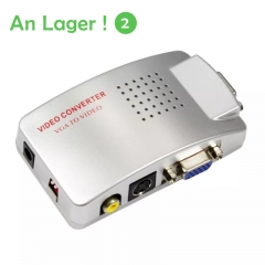 VGA zu AV-Cinch-TV-Monitor S-Video-Signal-Konverter-Adapter-Schalter-Kasten PC Laptop