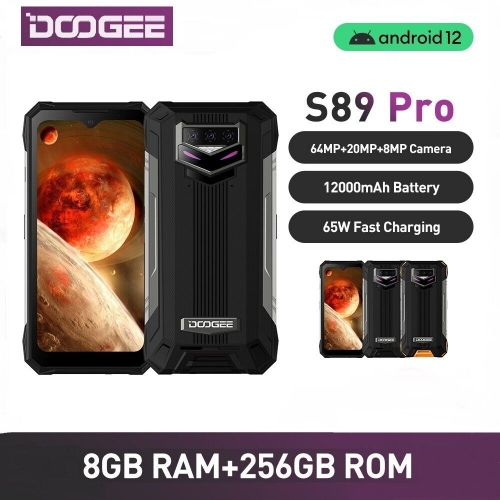 DOOGEE S89 Pro Helio P90 64 MP Kamera 12000 mAh Akku 65W Schnellladung Robustes Telefon 8+256GB Android 12 Nachtsicht Smartphone