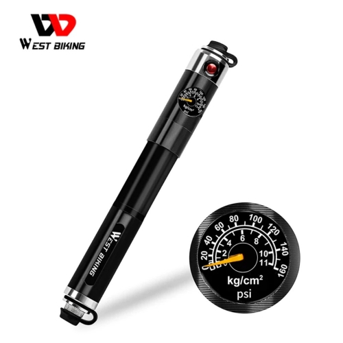 West Biking Portable Bike Pump High Pressure Gauge Hand Pump MTB Road Bike Accessories Schrader Presta Valve Cycling Pump