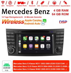 7 pouces Android 11.0 4G LTE Autoradio / multimédia 4GB RAM 64GB ROM pour Mercedes Classe E W211 de benz, classe W219 de CLS, classe W463