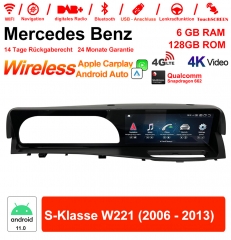 12.3 zoll Qualcomm Snapdragon 665 8 Core Android 12 4G LTE Autoradio /Multimedia Für Benz S-Klasse W221 2006-2013 Built-in Carplay