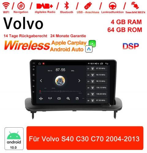 Android 10.0 autoradio / multimédia 4Go de RAM 64Go de ROM pour Volvo S40 C30 C70 2004-2013 Intégré Carplay / Android Auto