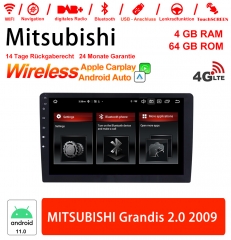 9 pouces Android 11.0 4G LTE Autoradio / Multimédia 4Go RAM 64Go ROM pour MITSUBISHI Grandis 2.0 2009 Intégré CarPlay /Android Auto