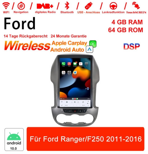 12 pouces Android 10.0 Autoradio / Multimédia 4 Go de RAM 64 Go ROM pour Ford Ranger/F250 2011-2016