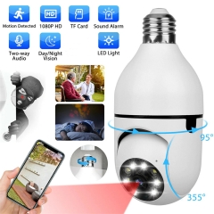 E27 200W 5G bulb surveillance camera night vision full color automatic people tracking zoom indoor security monitor wifi camera