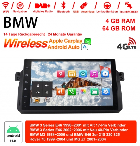 9 pouces Android 11.0 4G LTE Autoradio / Multimedia 4GB RAM 64GB ROM pour BMW 3 Serie E46 BMW M3 Rover 75 Carplay intégre /Android Auto
