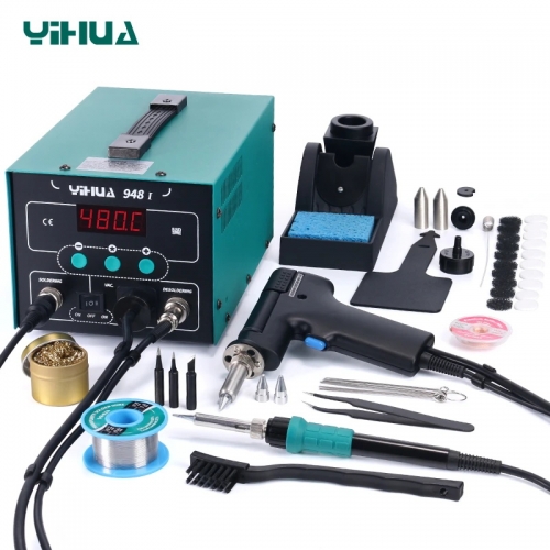 YIHUA 948 220V EU Digital Display Soldering Station Suction 90W Temperature Adjustable Soldering Iron Tin Gun Desoldering Station