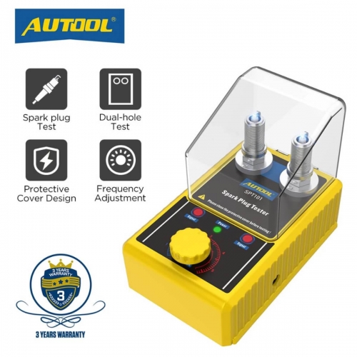 AUTOOL SPT101 Car Spark Plug Tester with Car Adjustable Double Hole Detector Ignition Plug Analyzer 220V for 12V Vehicles