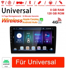 10.1 pouces Android 11.0 4G LTE autoradio/multimédia 8 Go de RAM 128 Go de ROM pour la radio stéréo de navigation GPS universelle intégrée CarPlay/And