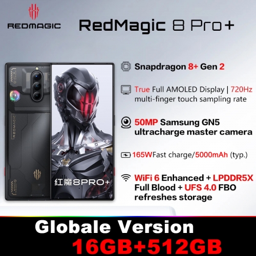 Nubia RedMagic 8 Pro Plus 6.8 Zoll Android 13 Qualcomm Snapdragon 8 Gen 2 5G 16GB RAM 512GB ROM Smartphone 5000mAh Akku Suport Gooble Spielen und OTA