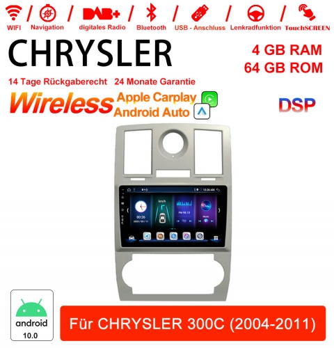 9 pouces Android 10.0 Autoradio / Multimedia 4 Go de RAM 64 Go de ROM pour CHRYSLER 300C 2004-2011 Built-in carplay/ Android Auto