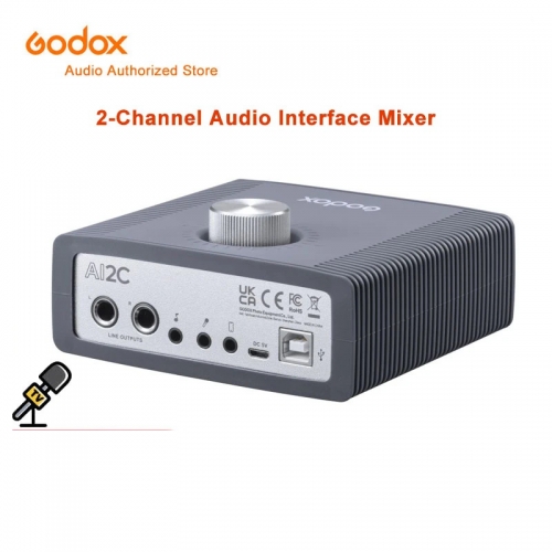 Godox AI2C Professional External Sound Card 2-Channel Audio Interface Mixer Built-in DSP for Video Music Recording Podcasting
