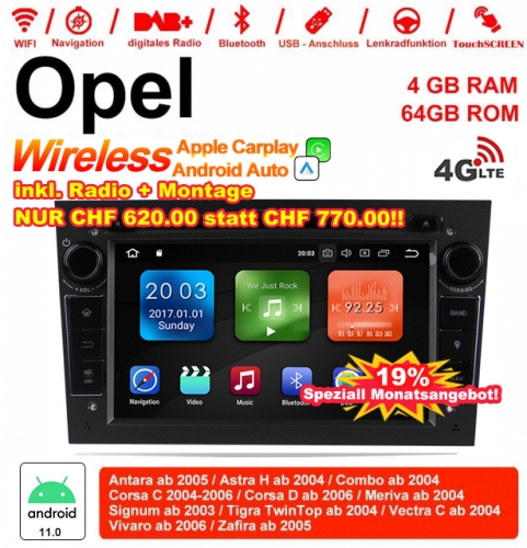 7 pouces Android 11.0 4G LTE Autoradio / Multimédia 4Go RAM 64Go Opel Astra Vectra Antara Zafira Corsa Intégré CarPlay /Android Auto
