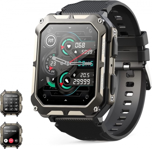 Smartwatch hommes avec fonction téléphone waterproof IP68 activity tracker fitness tracker 120+ sports modes sports watch fitness watch for Android io