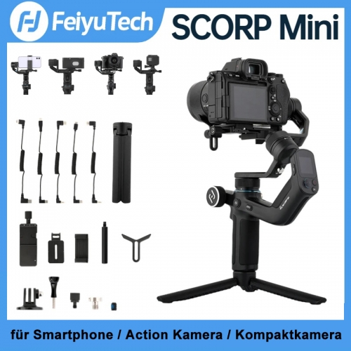 Feiyu SCORP Mini tout en un stabilisateur de cardan portable 3 axes pour Smartphone / caméra d'action sans miroir /Gopro 9 10 / appareil photo compact