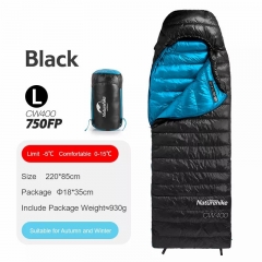 Naturehike CW400-Schwarz-L Umschlag Typ Weiße Gans Unten schlafsack Winter Warme Schlafsäcke NH18C400-D