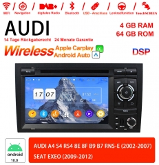 7 Inch Android 12.0 Car Radio / Multimedia 4GB RAM 64GB ROM For AUDI A4 SEAT EXEO S4 RS4 8E 8F B9 B7 RNS-E