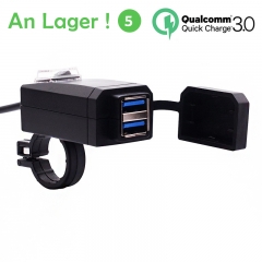 Moto QC3.0 USB Chargeur Étanche Double USB Moto Charge Rapide Rapide 12-24 V pour guidon motocicleta 22mm