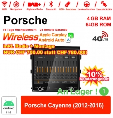 8.8 pouces Android 11.0 4G LTE Autoradio / Multimedia 4GB RAM 64GB ROM pour Porsche Cayenne 2012-2016 Carplay intégre /Android Auto