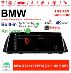 10.25 Inch Qualcomm Snapdragon 665 8 Core Android 12.0 4G LTE Car Radio / Multimedia USB Carplay For BMW 5 Series F10 / F18 NBT With WiFi