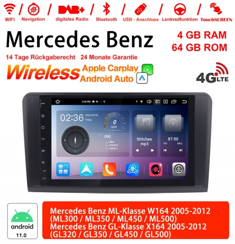 9 pouces Android 11.0 4G LTE  Autoradio / multimédia 4GB RAM 64GB ROM pour le benz W164 X164 Carplay intégré/ Android Auto