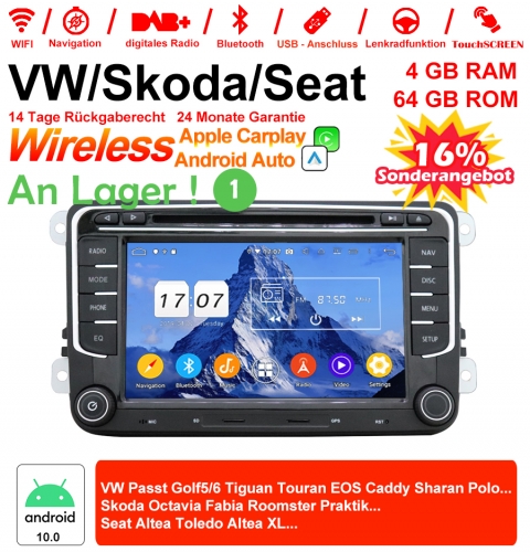 7 pouces Android 12.0 Autoradio/Multimédia 4 Go de RAM 64 Go ROM Pour VW GOLF JETTA POLO Touran COS, Skoda Fabia octavia avec wifi Bluetooth 5.0 USB