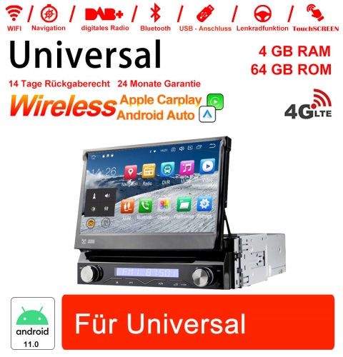 7 pouces Android 11.0 4G LTE Autoradio / Multimédia 4 Go de RAM 64 Go de RAM pour GPS universel Navigation Stéréo Radio WIFI MP3 Bluetooth USB