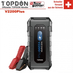 Topdon V2200Plus 2200A 12V Urgence Portable Véhicule Voiture Batterie Booster Pack Power Bank 2-en-1 Testeur de Batterie et Démarreur