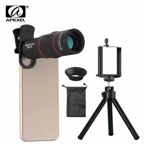 APEXEL APL-T18ZJ 18X Telescope Zoom Lens Monocular Cell Phone Camera Lens for iPhone Samsung Smartphones with Tripod Hunting Sports