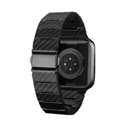 Bracelet de montre magnétique en fibre de carbone véritable + étui pour Apple Watch