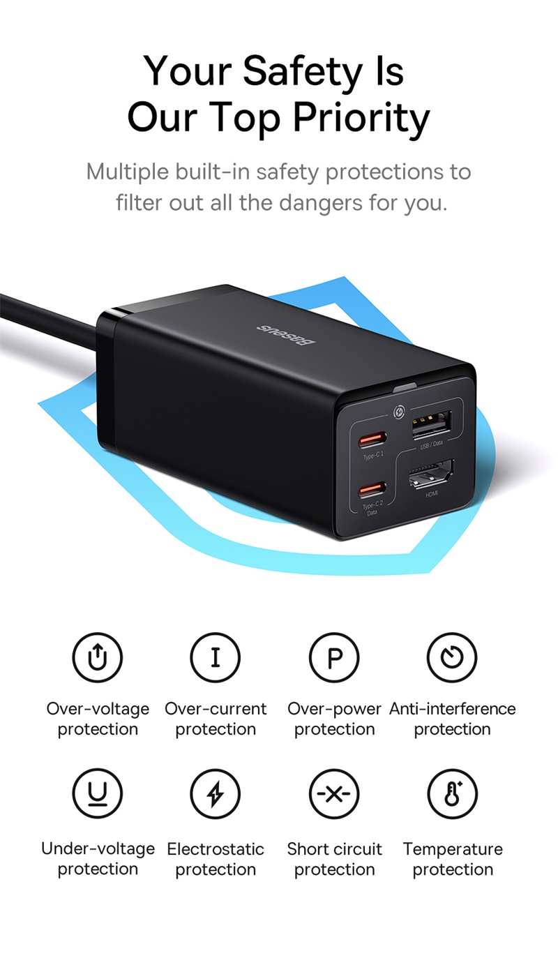 Charge rapide du concentrateur de chargeur Baseus 67w