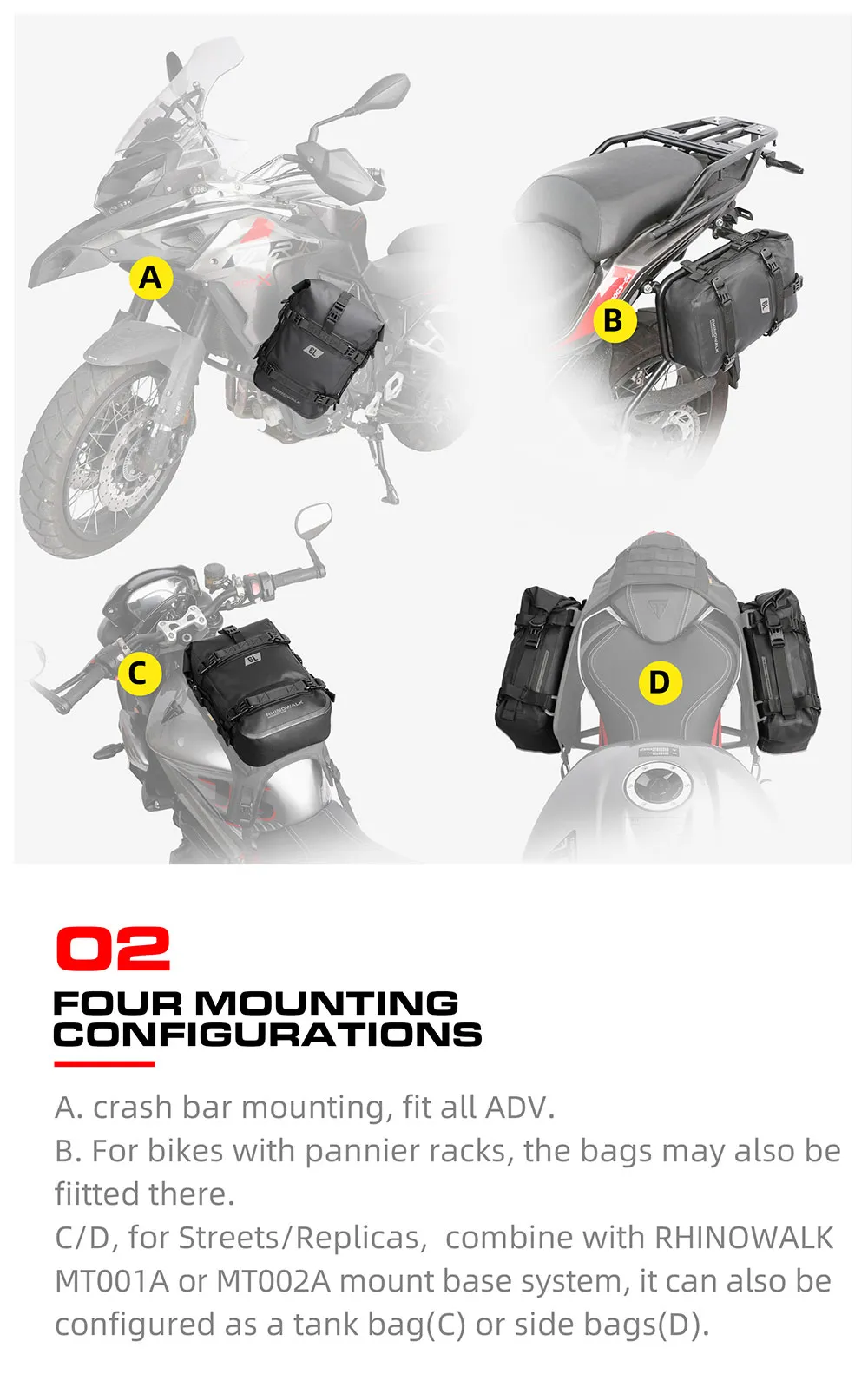  Rhinowalk Motorrad-Sto&szlig;stangentasche