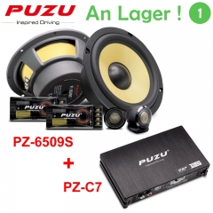 PUZU PZ-6509S Car Audio Passive Two Piece Speaker System Midwoofer Tweeter Crossover + Puzu PZ-C7 Car DSP Amplifier